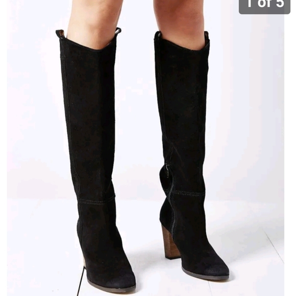Dolce Vita Black Suede Block Heels Riding Knee High Boots...